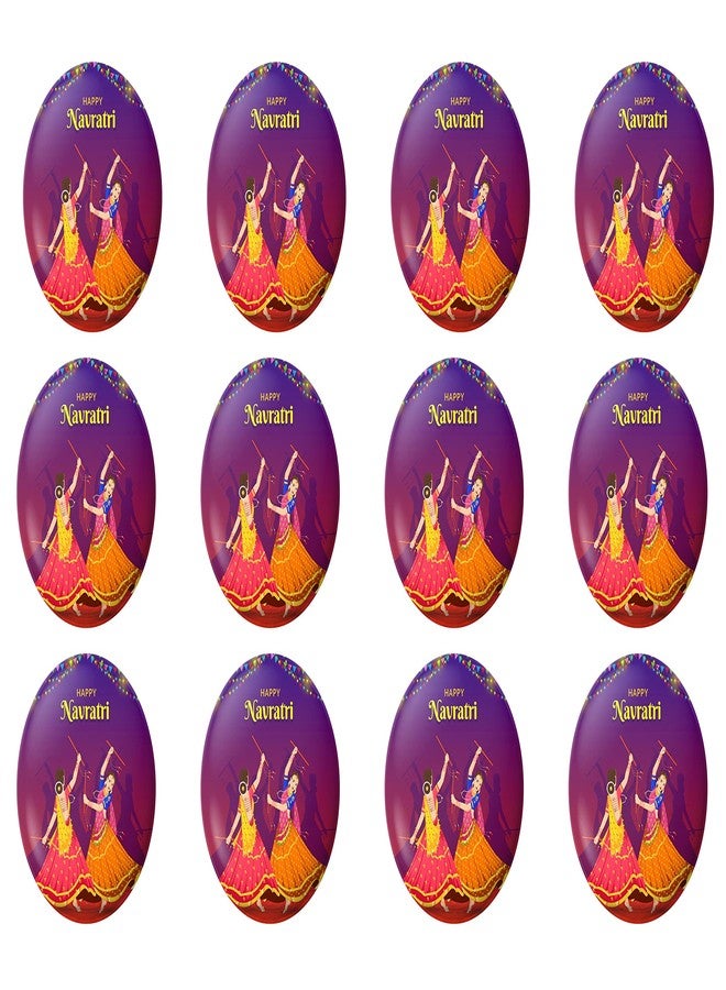Hubops Navratri badge Round Pin Button Badge for Navratri Celebration garba dandiya Other Events Navratri Badge (44mm Pack of 12) - Image 1