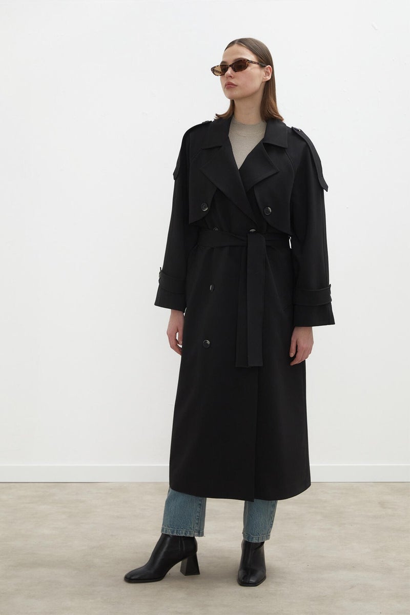 Manuka Premium Oversize Trench Coat Black  - Image 2