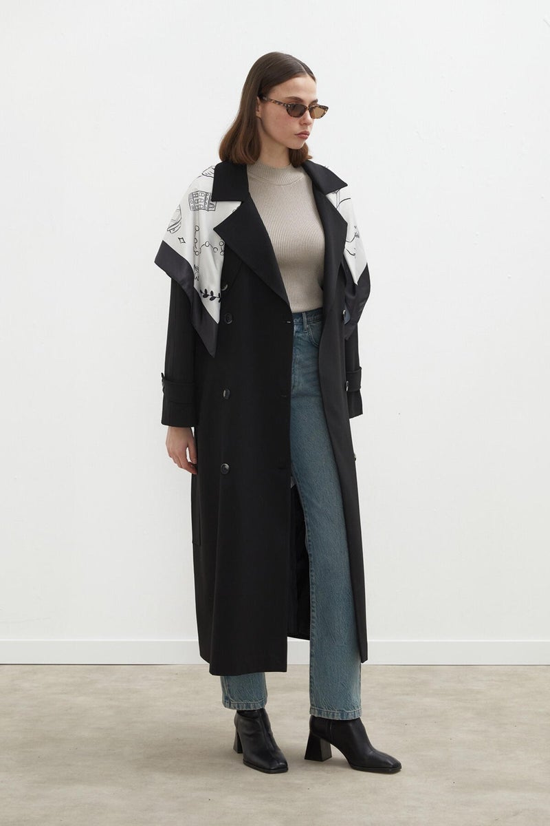 Manuka Premium Oversize Trench Coat Black  - Image 4