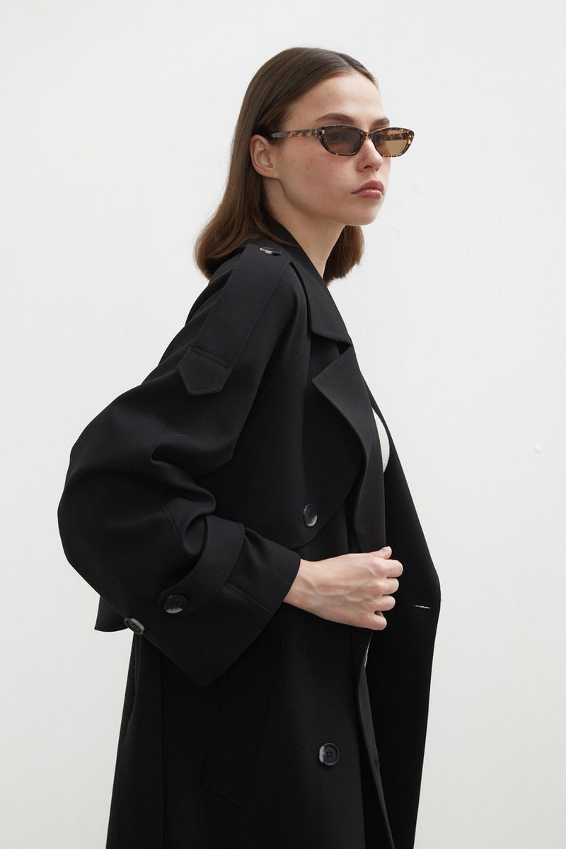 Manuka Premium Oversize Trench Coat Black  - Image 5