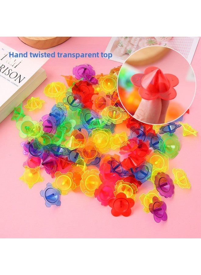 Mini Transparent Small Top Plastic Lace Color To Turn Top Students Kindergarten Small Gift Toys Wholesale-Color:Transparent Rotation (only One Bag For 100) - Image 1