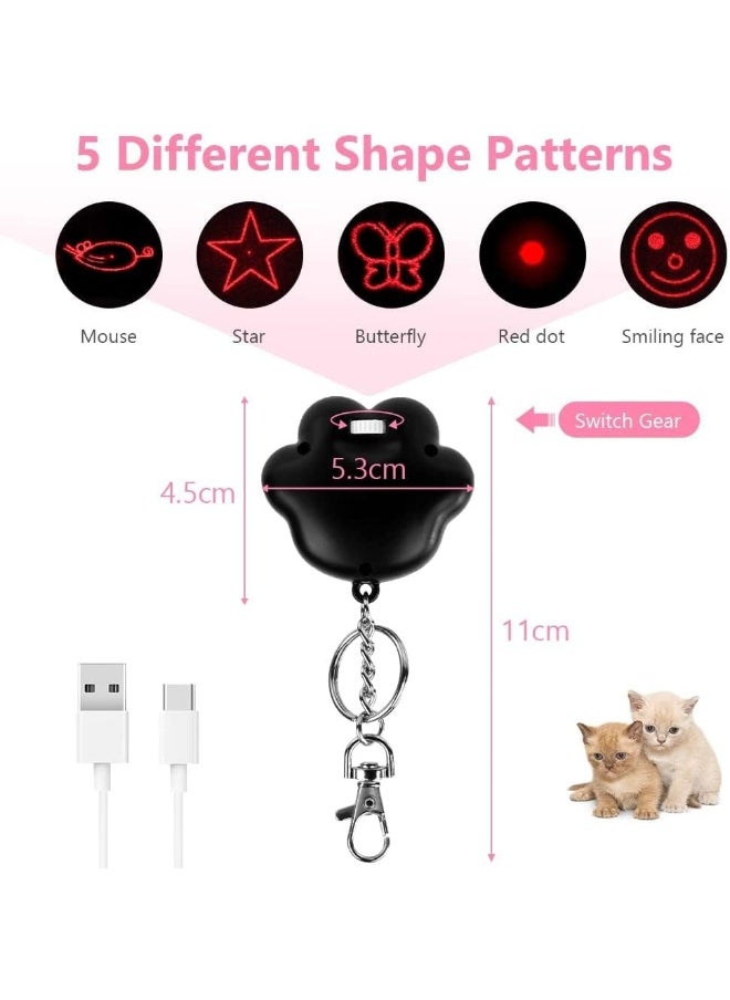 Mumoo Bear Mumoo Bear 7 in 1 Cat Dog Red Pointer Light Toy, Portable Cat Paw Toys Interactive Mini Pendant Keychain Toy, USB Rechargeable LED Cat Pen Light, Pet Scratching Practice Chase Training Tool (Black)  - Image 3