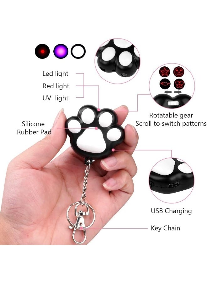 Mumoo Bear Mumoo Bear 7 in 1 Cat Dog Red Pointer Light Toy, Portable Cat Paw Toys Interactive Mini Pendant Keychain Toy, USB Rechargeable LED Cat Pen Light, Pet Scratching Practice Chase Training Tool (Black)  - Image 2