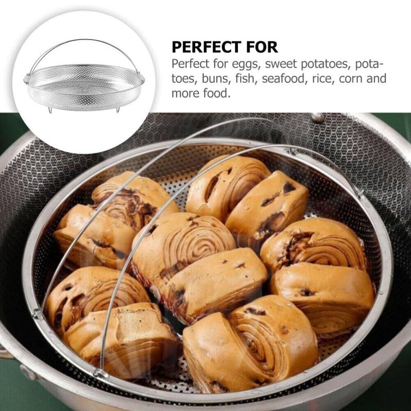 NIL JO AllInOne Pan Steamer Basket Premium Stainless Steel Construction Dishwasher Safe Perfect for Steaming Vegetables Full Handle for Easy Use 1 pcs - Image 2