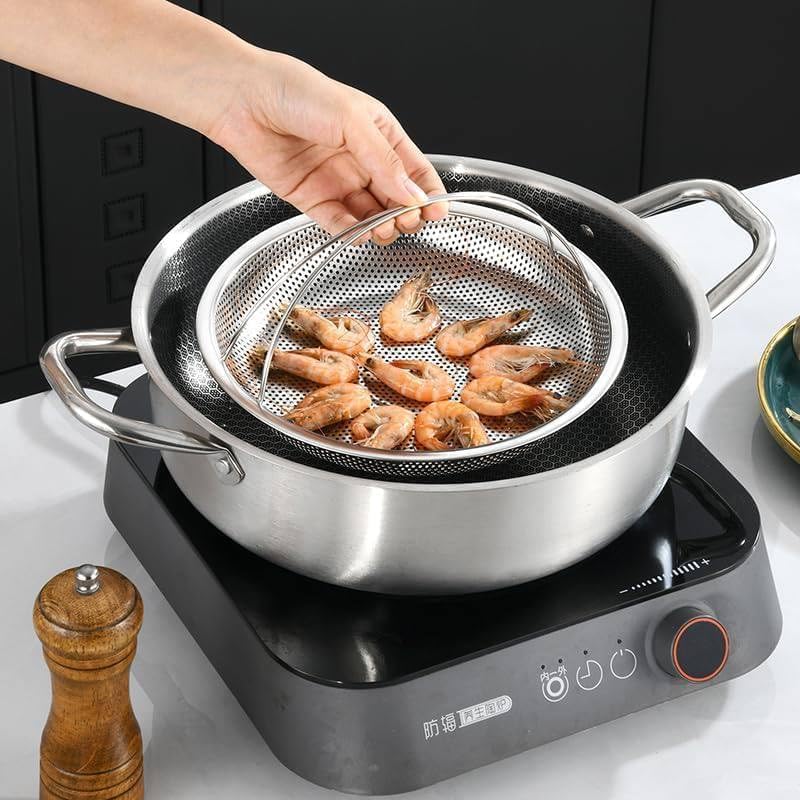 NIL JO AllInOne Pan Steamer Basket Premium Stainless Steel Construction Dishwasher Safe Perfect for Steaming Vegetables Full Handle for Easy Use 1 pcs - Image 5