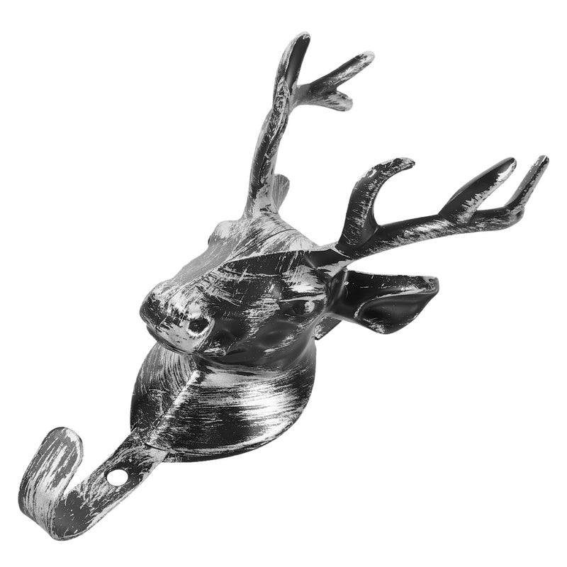 Deer Head Wall Hook Coat Rack Hat Holder For Keys Scarves Bags Towels Black - Image 2