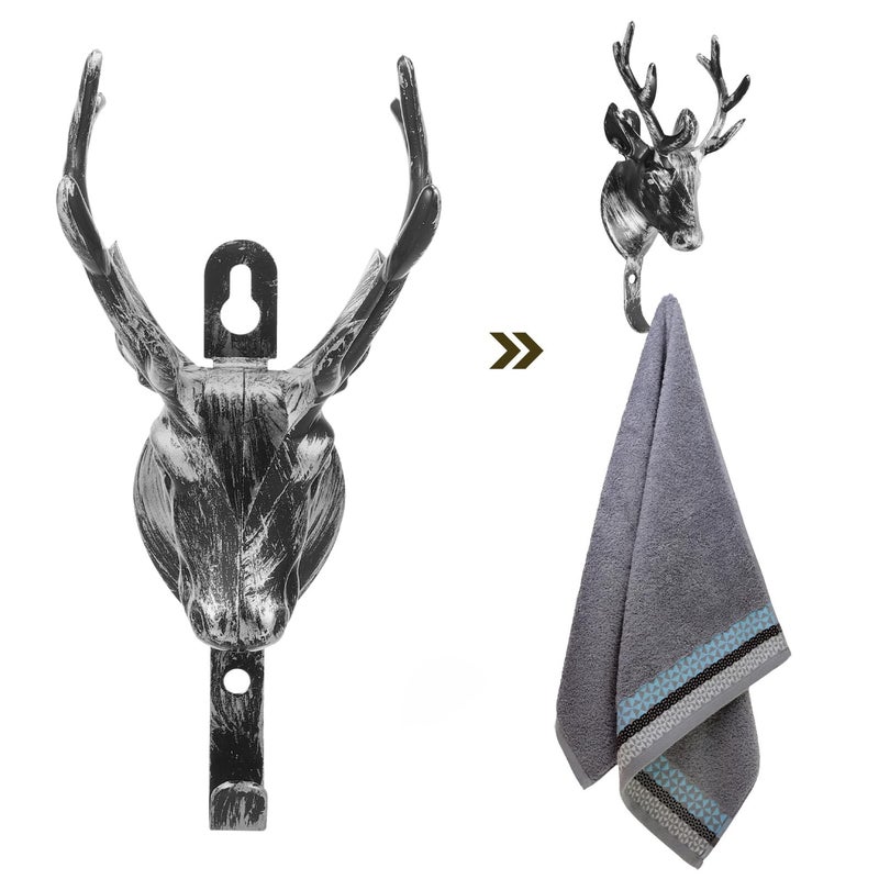 Deer Head Wall Hook Coat Rack Hat Holder For Keys Scarves Bags Towels Black - Image 4