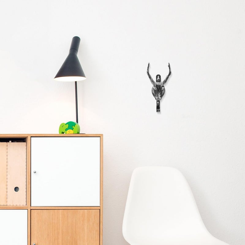 Deer Head Wall Hook Coat Rack Hat Holder For Keys Scarves Bags Towels Black - Image 5
