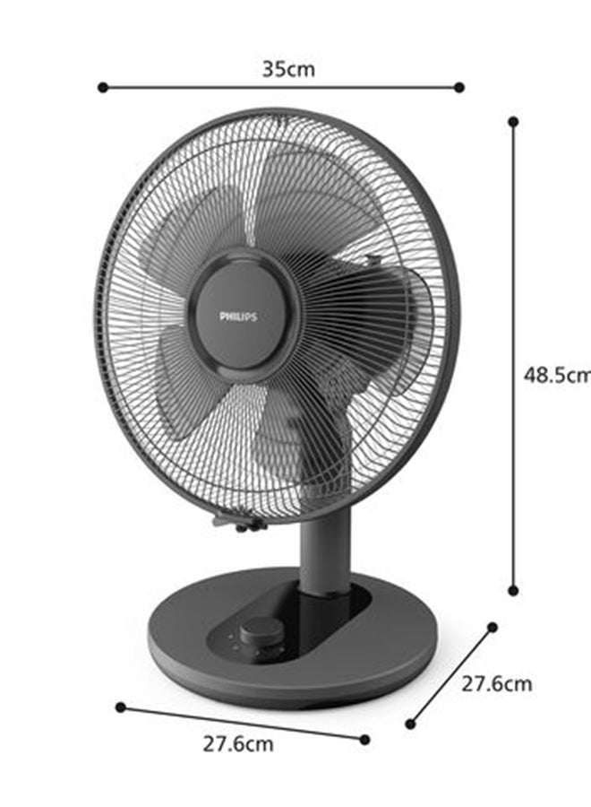 Philips CX1030/01--Philips Table Fan 1000 Series, Strong airflow up to 2000 m3/h, 3 speeds for personalized comfort, Head diameter 35cm, Quiet cooling at 35 dB, Automatic rotation & tilting. CX1030/01 black - Image 3