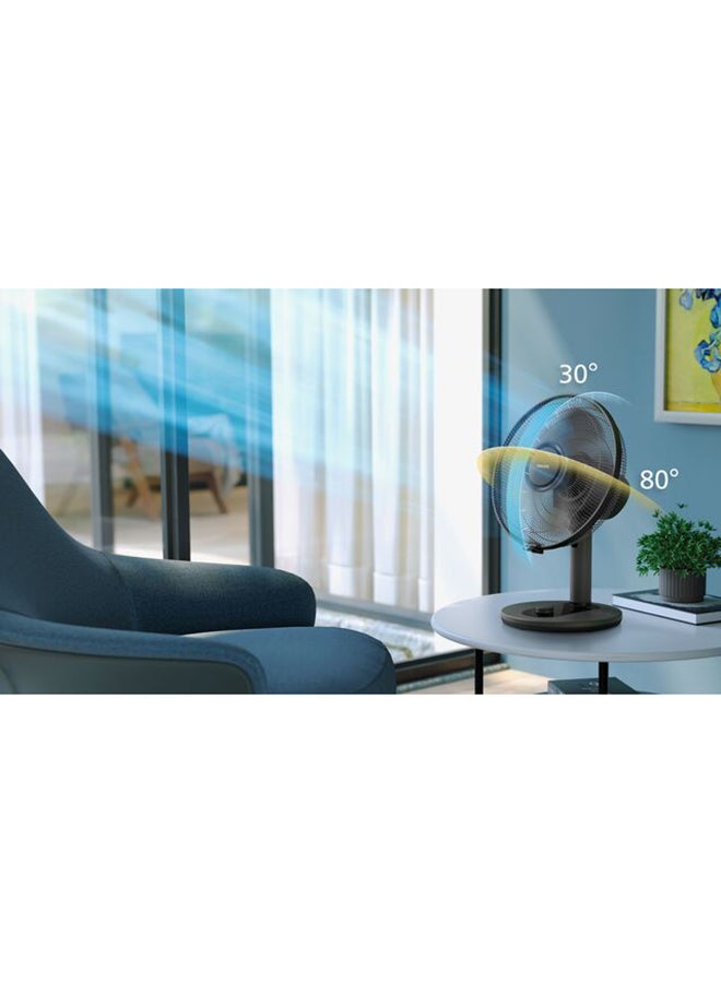 Philips CX1030/01--Philips Table Fan 1000 Series, Strong airflow up to 2000 m3/h, 3 speeds for personalized comfort, Head diameter 35cm, Quiet cooling at 35 dB, Automatic rotation & tilting. CX1030/01 black - Image 4
