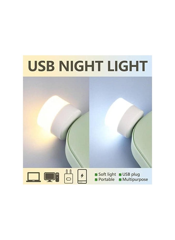 لمبة فيشة USB للكمبيوتر والموبايل، اباجورة مكتب LED رأسية صغيرة للعين والقراءة، ضوء ابيض (5 قطع)