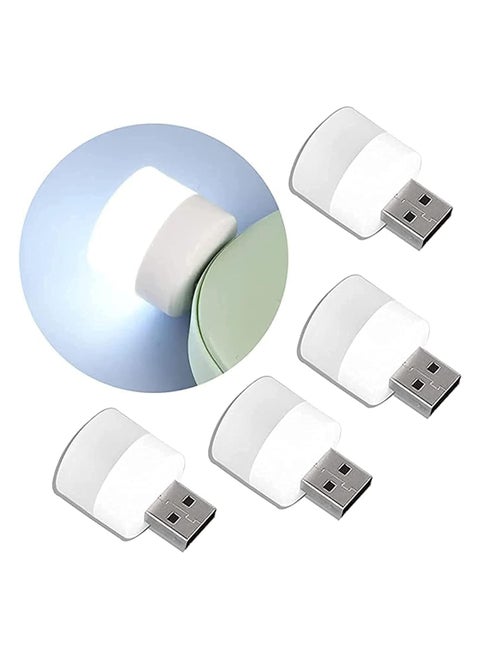 لمبة فيشة USB للكمبيوتر والموبايل، اباجورة مكتب LED رأسية صغيرة للعين والقراءة، ضوء ابيض (5 قطع)