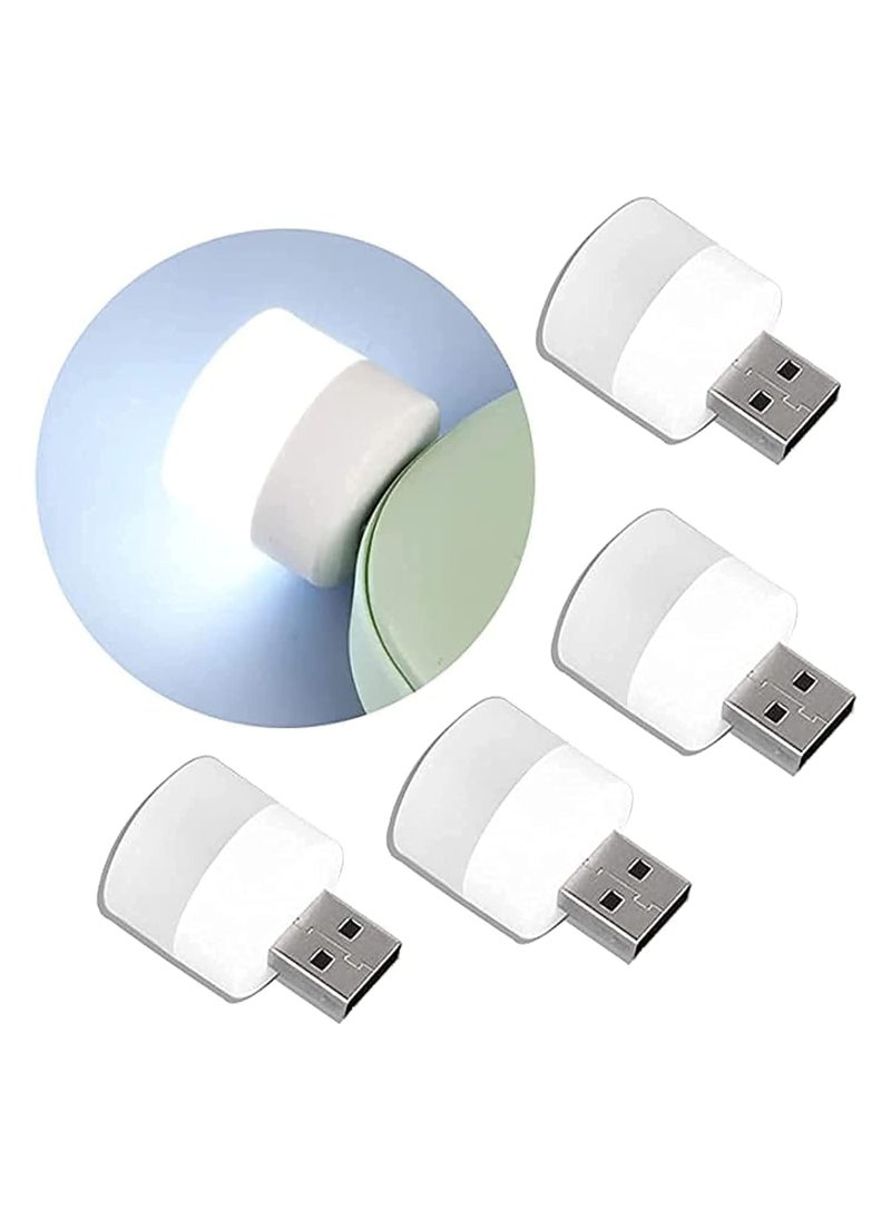 لمبة فيشة USB للكمبيوتر والموبايل، اباجورة مكتب LED رأسية صغيرة للعين والقراءة، ضوء ابيض (5 قطع)
