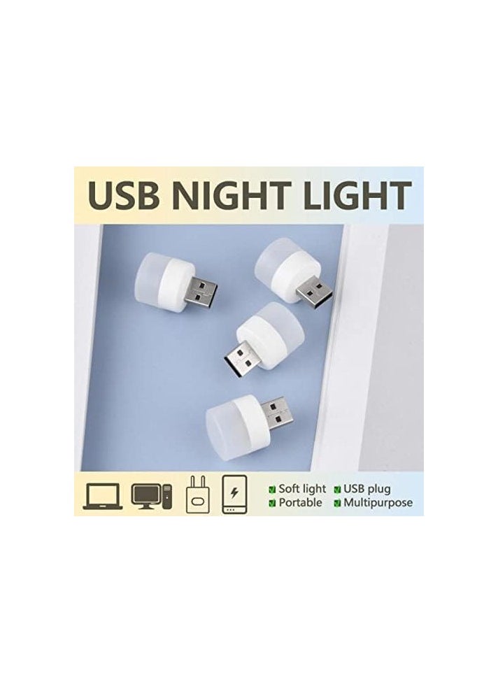 لمبة فيشة USB للكمبيوتر والموبايل، اباجورة مكتب LED رأسية صغيرة للعين والقراءة، ضوء ابيض (5 قطع)