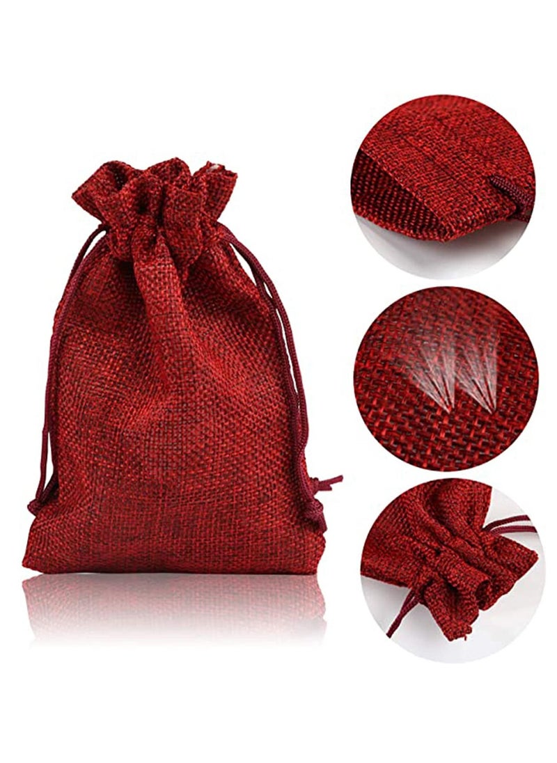 Excefore Hessian Bags Linen Jute Small Gift Pouches Bags Reusable Sack Drawstring Bags Jewellery Pouches  - Image 2