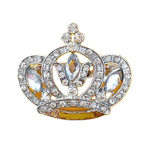 CLGIFT Vintage Inspired Crown pin/Brooch 37mm x 43mm use for Wedding Bouquet Bridal sash, Embellishment, Wedding Favor - Image 1