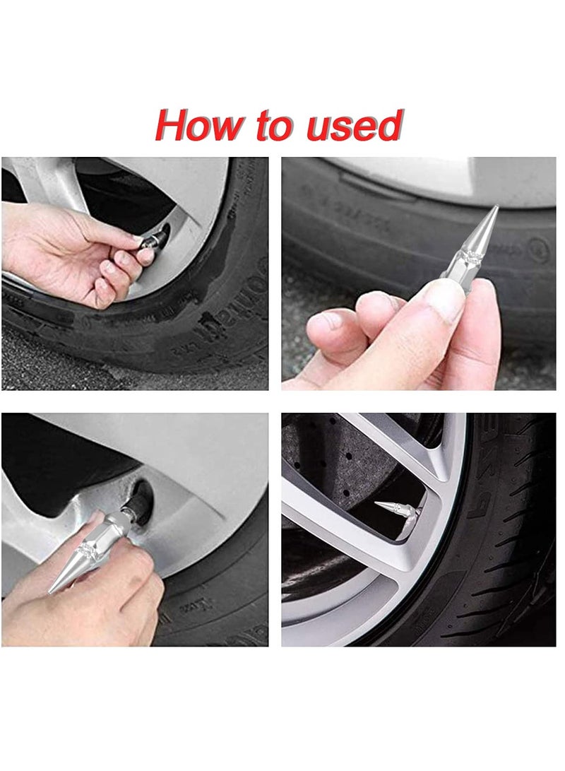 4 Pack Spiked Aluminum Tire Valve Caps Stylish Dustproof Accessories Universal Fit for Cars Silver 45MM - Image 4
