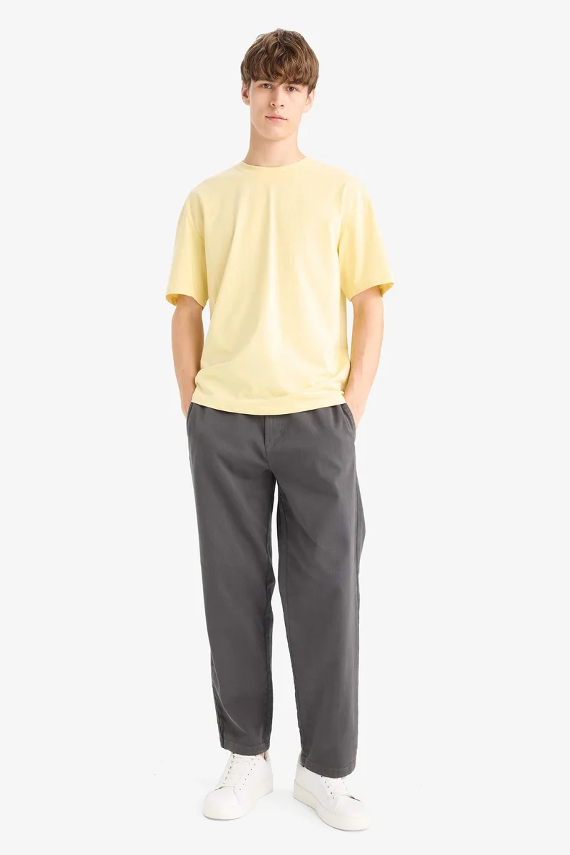 ديفاكتو Cotton Boxy Fit Relaxed Fit Crew Neck Printed T-Shirt