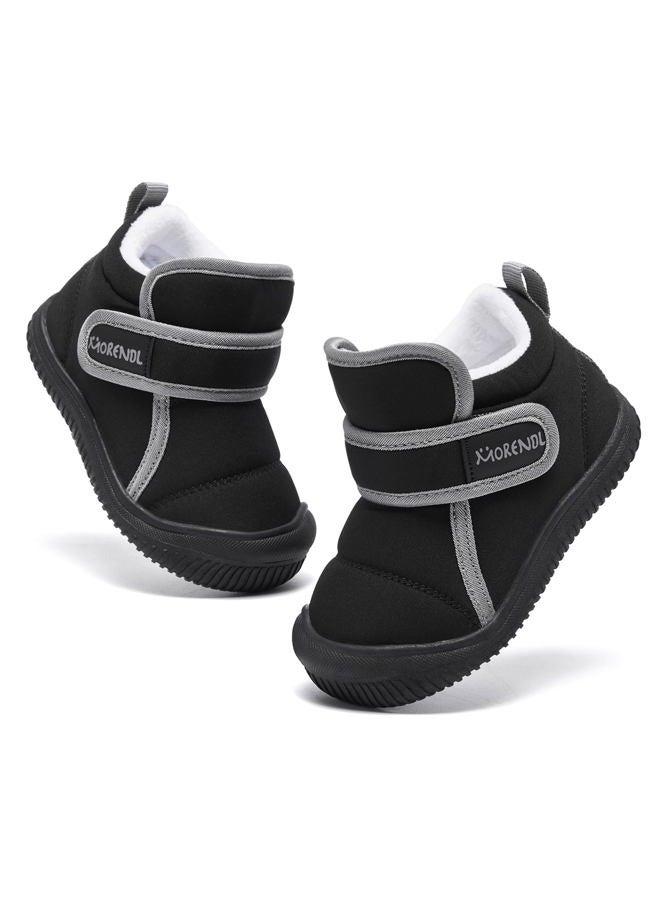 MORENDL Toddler Snow Boots Baby Booties Infant Winter Shoes First Walking Shoes, A#black, 12-15 Months Infant - Image 3