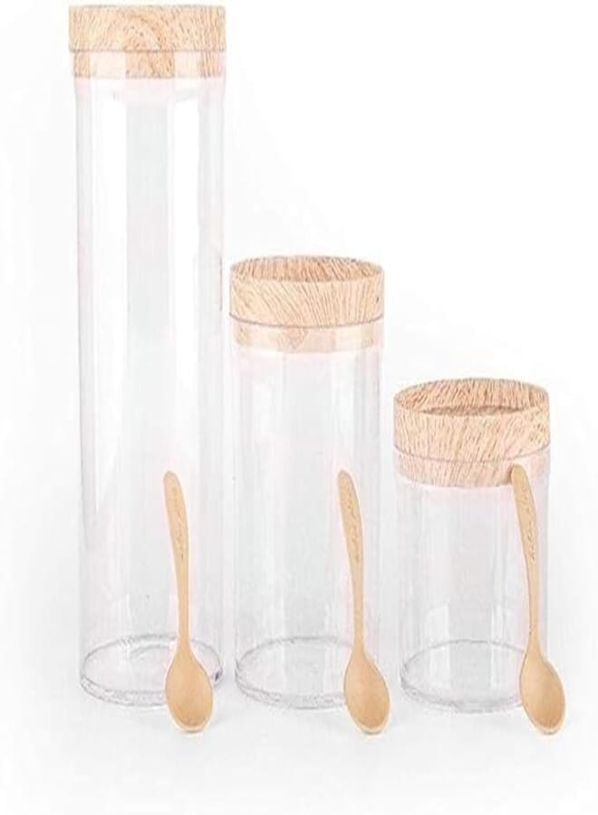 Spaceshoop Acrylic Seasoning Can Set for Legules Sugar Coffee and Tea in Multipurpose Design, Kitchen Cutlery Set of Different Sizes (3 * 1)