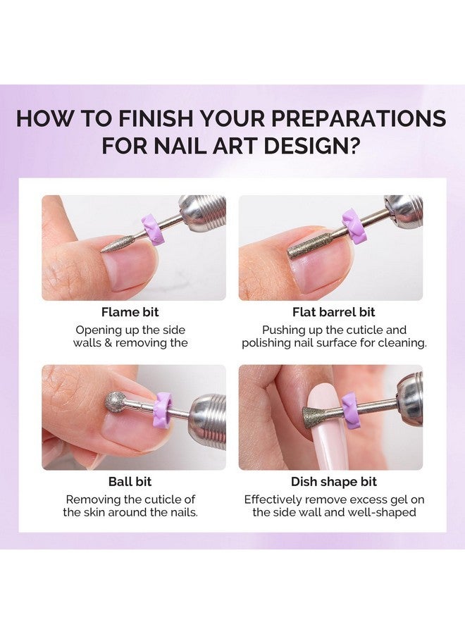 ميلودي سوزي مثاقب أظافر، مجموعة من 10 رؤوس صقل ماسية مع 40 قطعة من أشرطة الصقل الصغيرة (#120#180#240 حبيبات) مع رأس مثقاب 3.1 مم، أداة إزالة طلاء الأظافر الجل للأظافر الأكريليكية وتحضير الأظافر - Image 4