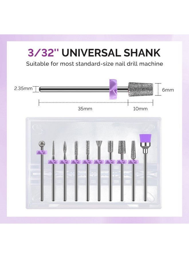 ميلودي سوزي مثاقب أظافر، مجموعة من 10 رؤوس صقل ماسية مع 40 قطعة من أشرطة الصقل الصغيرة (#120#180#240 حبيبات) مع رأس مثقاب 3.1 مم، أداة إزالة طلاء الأظافر الجل للأظافر الأكريليكية وتحضير الأظافر - Image 5