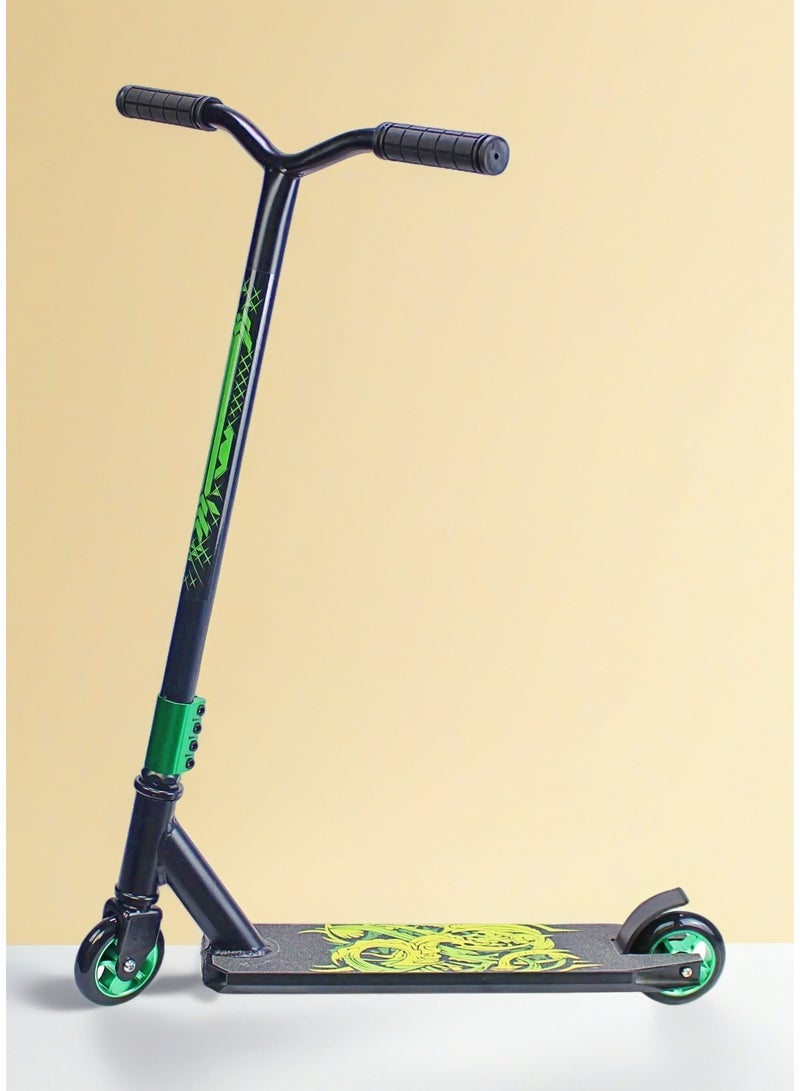 إيزي فيتشور سكوتر حركات بهلوانية خفيف الوزن بعجلتين من إيزي فيوتشر - سكوتر احترافي بسطح من الألومنيوم، وعجلات معدنية 110 مم، ومقود عريض، وفرامل فولاذية، ودوران 360 درجة، مثالي للمبتدئين والمتوسطين - Image 1