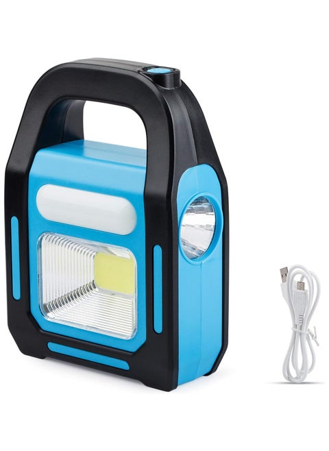 Emergency flashlight, rechargeable with solar or electricity, three lighting modes