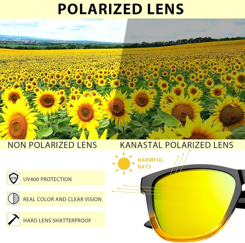 KANASTAL Polarized Sunglasses for Men, Classic Mens Sun Glasses Square, Lightweight Shades for Women 100% UV400 Protection Driving Fishing Outdoor Activities - Image 5