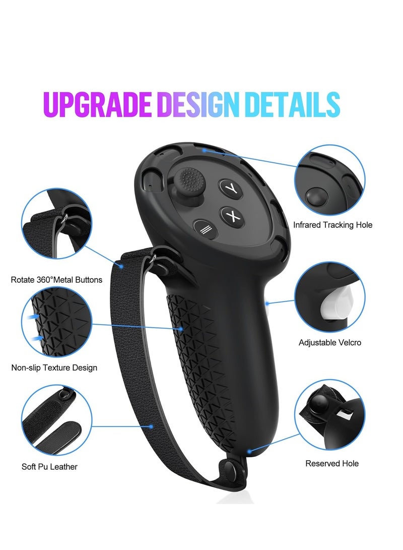 SYOSI Silicone Cover Set Compatible with Oculus/Meta Quest 3 VR Accessories Protective Cover Includes Controller Grips Front Shell Headset Cover and Face Cover Lens Protector - Image 2