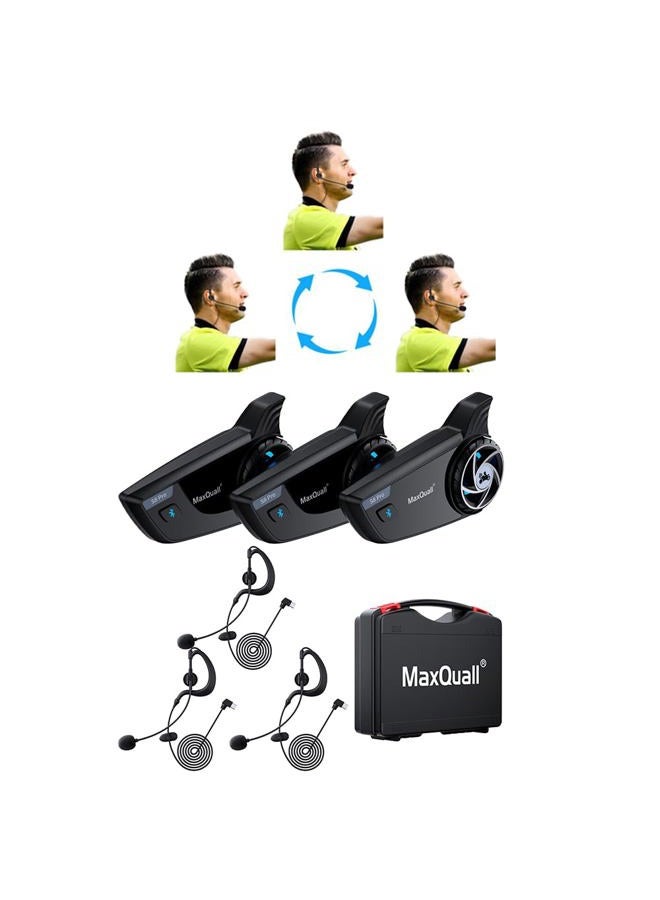 Maxquall S8 Pro Referee Headset Communication System Sets 2~8 Person Talk Same time Football Microphone Wireless Soccer Headsets (3S8 Pro(Model 1 Overhook Earphone)) - Image 1