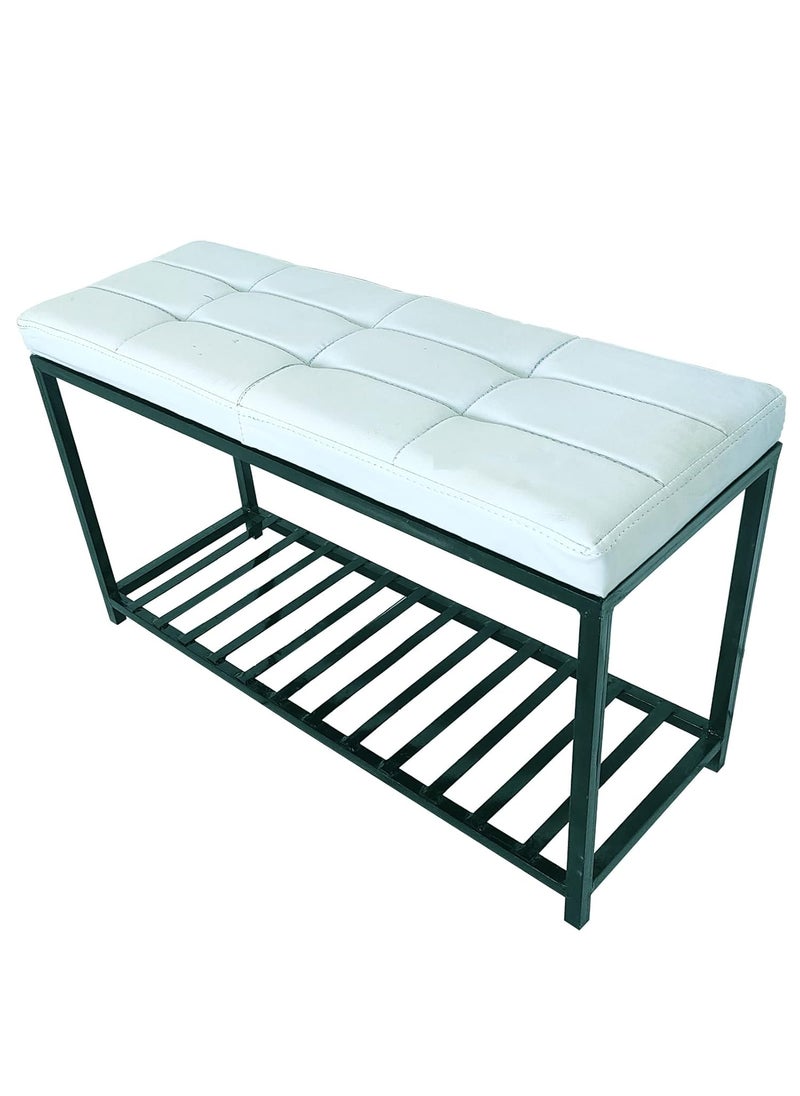 TRUPOT TRUPOT Sitting Bench with Cushion Shoe Rack White 