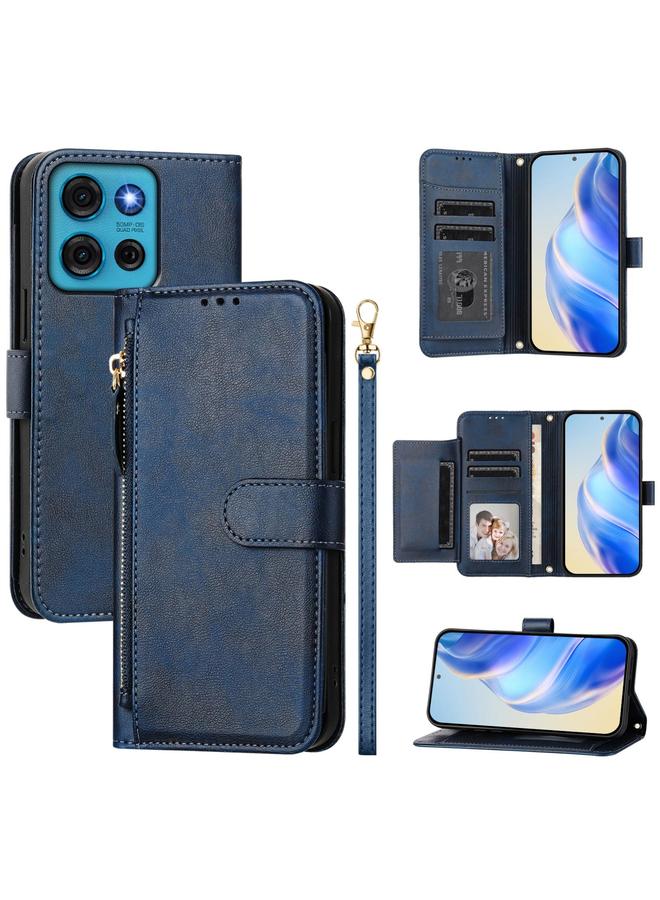 اس-توب جراب لهاتف Motorola Moto G75 5G مزود بفتحات بطاقات متعددة وسحاب ومحفظة جلدية لهاتف - Image 1