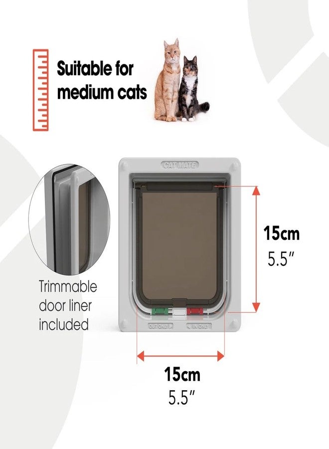 Cat Mate 4-Way-Locking Cat Flap with Door Liner to 2" (235) - Secure Lockable Door for Small to Medium Sized Cats, for UPVC, Wood and Wall, Grey - Image 4