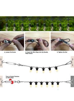 Generic String Light Suspension Kit Outdoor Light Guide Wire 50M Coated Stainless Steel 304 Wire Rope String Light Hanging Kits Light Hanging Kit for Outdoor String Lights Patio Lights Camping Lights  - Image 3