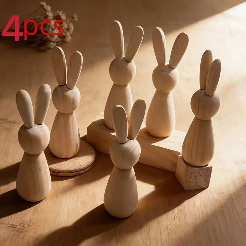 Creative Rabbit Ornaments Set 4pcs for Easter Home Desk Office Decoration - Image 1
