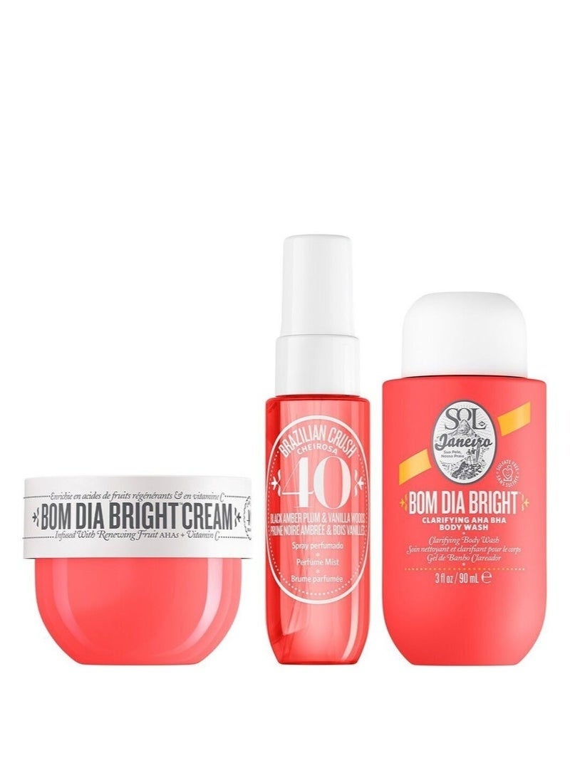 Sol de Janeiro Bom Dia Bright Jet Set – Cheirosa ’40 Travel Trio (AHA BHA Body Cream, Clarifying Body Wash & Fragrance Mist)-Luxury Brightening Body Care Gift Set for Women - Image 2