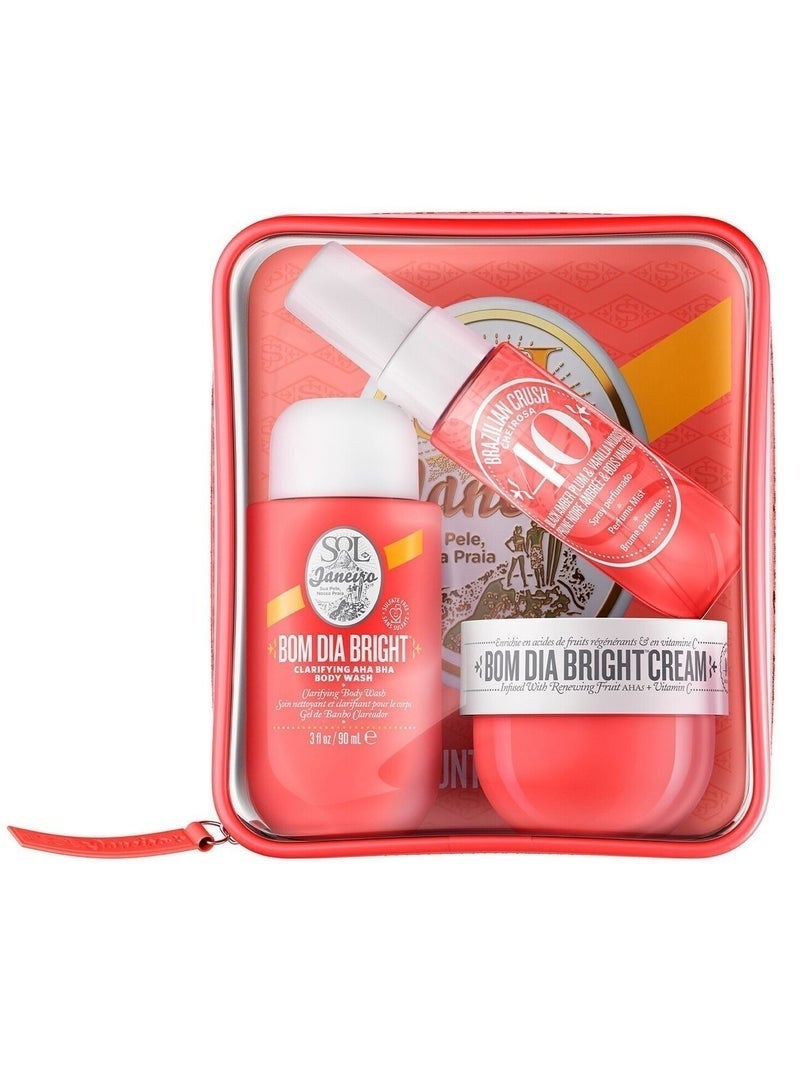 Sol de Janeiro Bom Dia Bright Jet Set – Cheirosa ’40 Travel Trio (AHA BHA Body Cream, Clarifying Body Wash & Fragrance Mist)-Luxury Brightening Body Care Gift Set for Women - Image 1