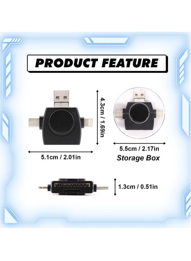 Multi-Port SD Card Reader for ipad, 4 In1 Universal SD TF Card Reader, SD&TF Card Camera Reader Adapter Compatible with MacBook, Laptops, Tablets, Smartphones (Black) - Image 2