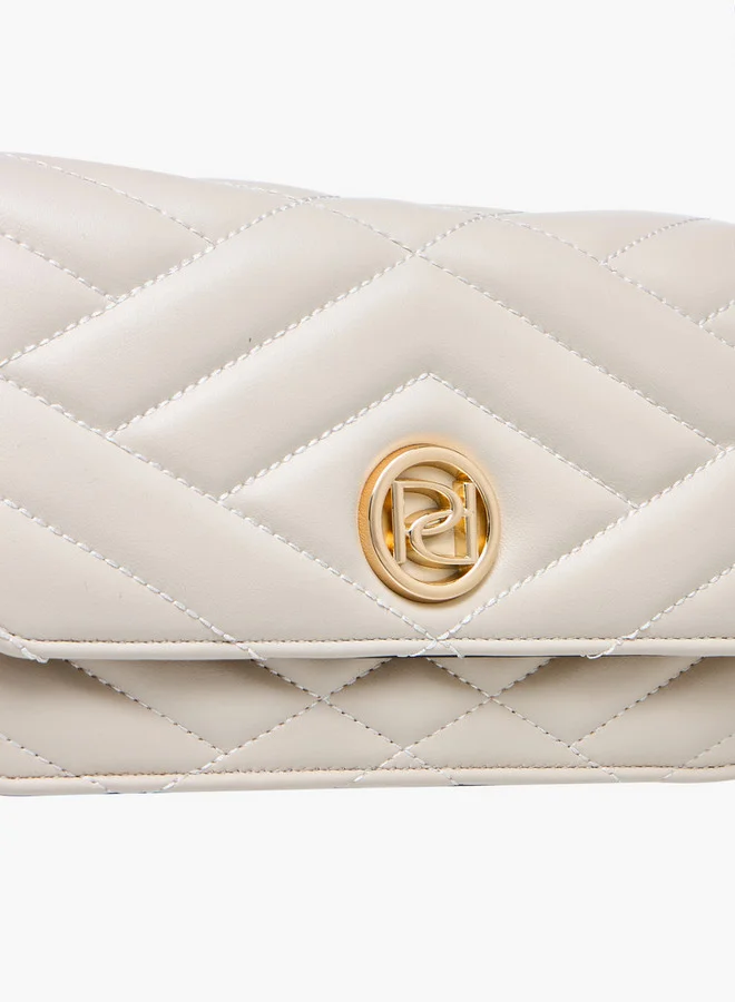 Paprika Quilted Crossbody Bag with Button Closure