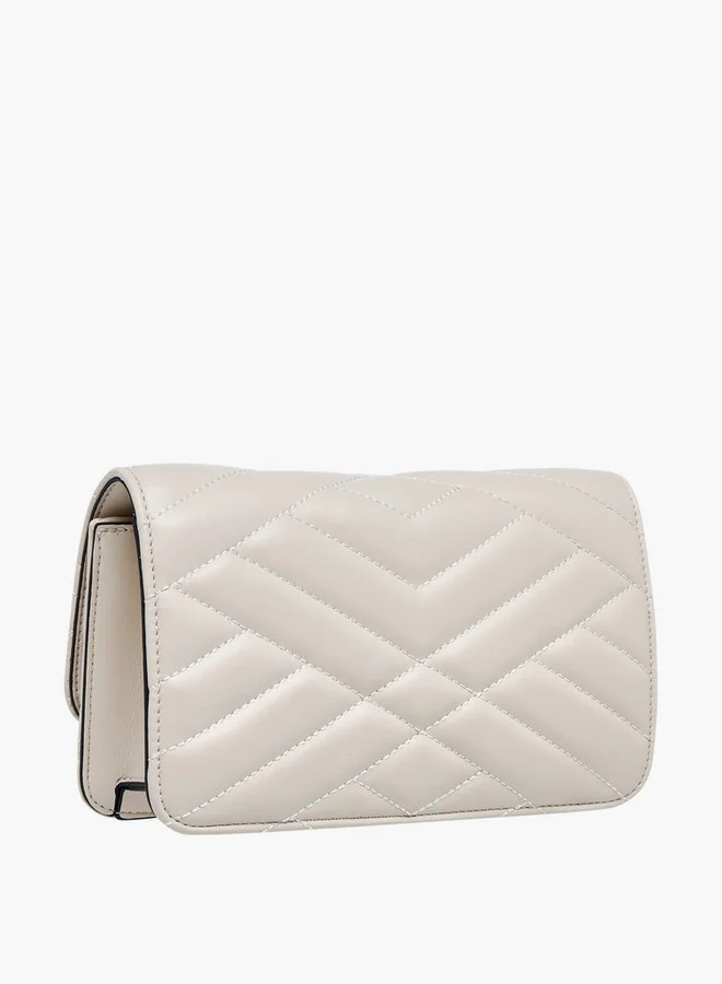 Paprika Quilted Crossbody Bag with Button Closure