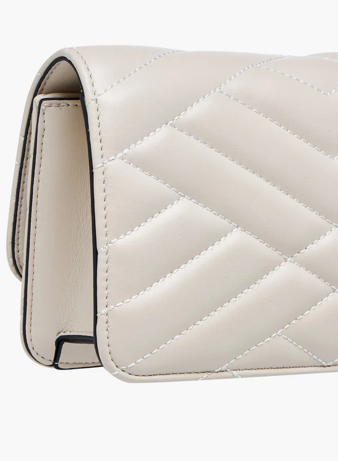 Paprika Quilted Crossbody Bag with Button Closure