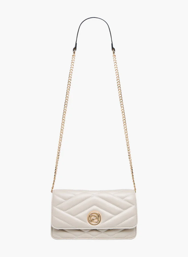 Paprika Quilted Crossbody Bag with Button Closure