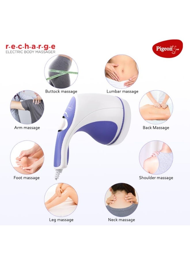 Pigeon Laze Electric Handheld Full Body Massager with 3 Massage Heads, Mesh Cover, Variable Speed Settings| For Pain Relief and Relaxation, Back, Arms, Leg & Foot| Blue & White - Image 4