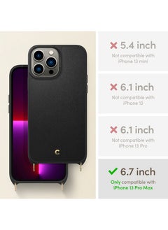 CYRILL CYRILL Spigen Classic Faux Leather + TPU + Poly Carbonate + Crossbody Strap Charm Back Cover Compatible for iPhone 13 Pro Max (Black)  - Image 2