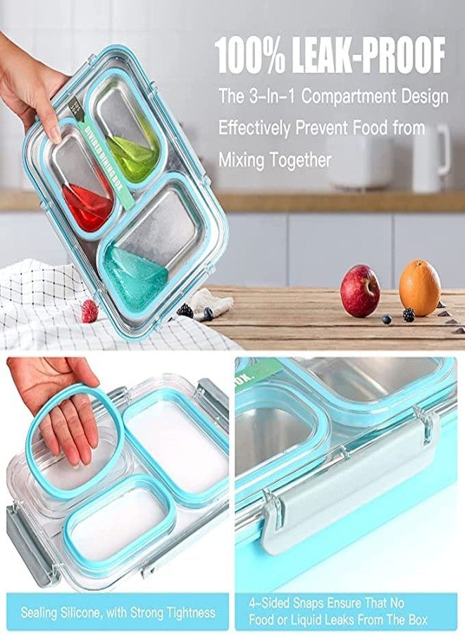 THW 304 Stainless Steel Lunch Boxes for Office Men, Lunch Box Steel, Lunch Boxes, Lunch Box for Office, Tiffin Boxes, Ideal for 12+ Year Teenagers (3 Compartment) ( Color May Very ) - Image 5