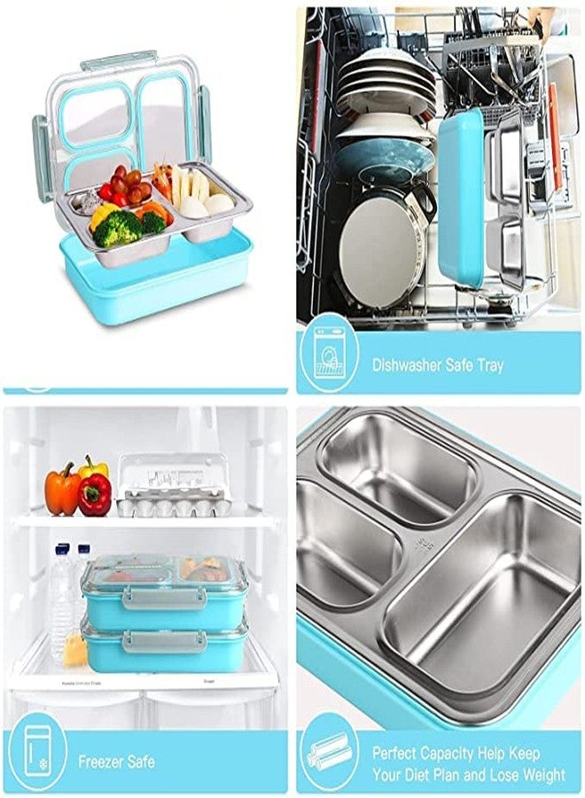 THW 304 Stainless Steel Lunch Boxes for Office Men, Lunch Box Steel, Lunch Boxes, Lunch Box for Office, Tiffin Boxes, Ideal for 12+ Year Teenagers (3 Compartment) ( Color May Very ) - Image 4