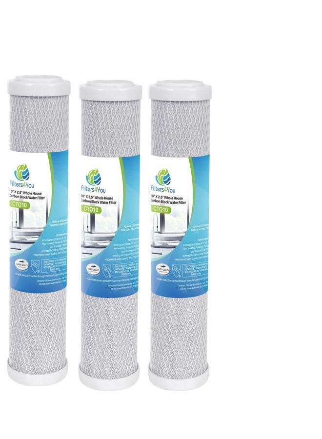CFS - عبوة من 3 خراطيش فلتر مياه كربونية متوافقة مع طرازات WHKF-DB1 - تزيل الطعم والرائحة الكريهة - خرطوشة فلتر بديلة أسفل الحوض - 0.5 ميكرون - 2.5 بوصة × 9.75 بوصة - Image 1