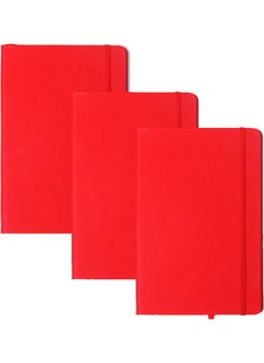 NIBEMINENT 3-Piece Leatherette A6 Journal Writing Notebook Red 