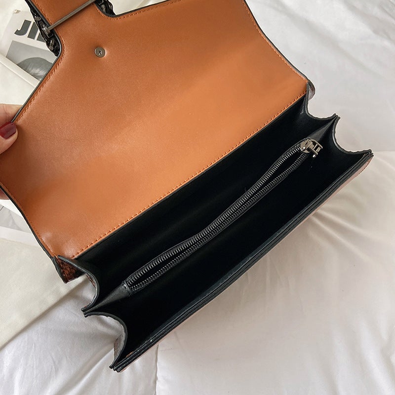 Niche Design Bag Women'S New Fashion Trendy Retro Portable Small Square Bag Crocodile Pattern Chain Crossbody Bag - Image 5